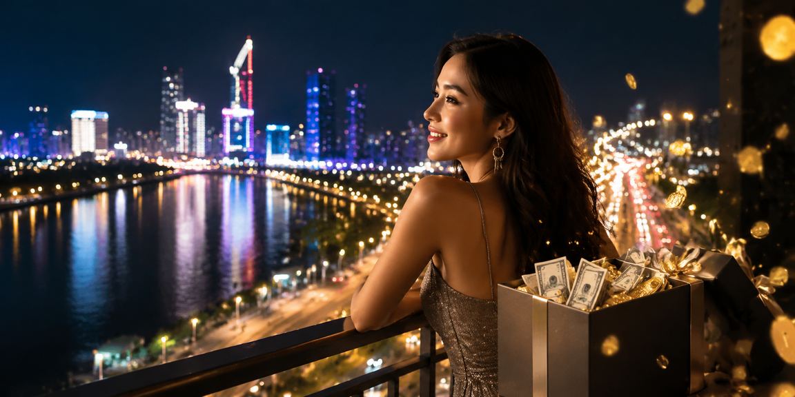 Không khí sòng bài trực tuyến về đêm tại TP. Hồ Chí Minh với ánh đèn neon